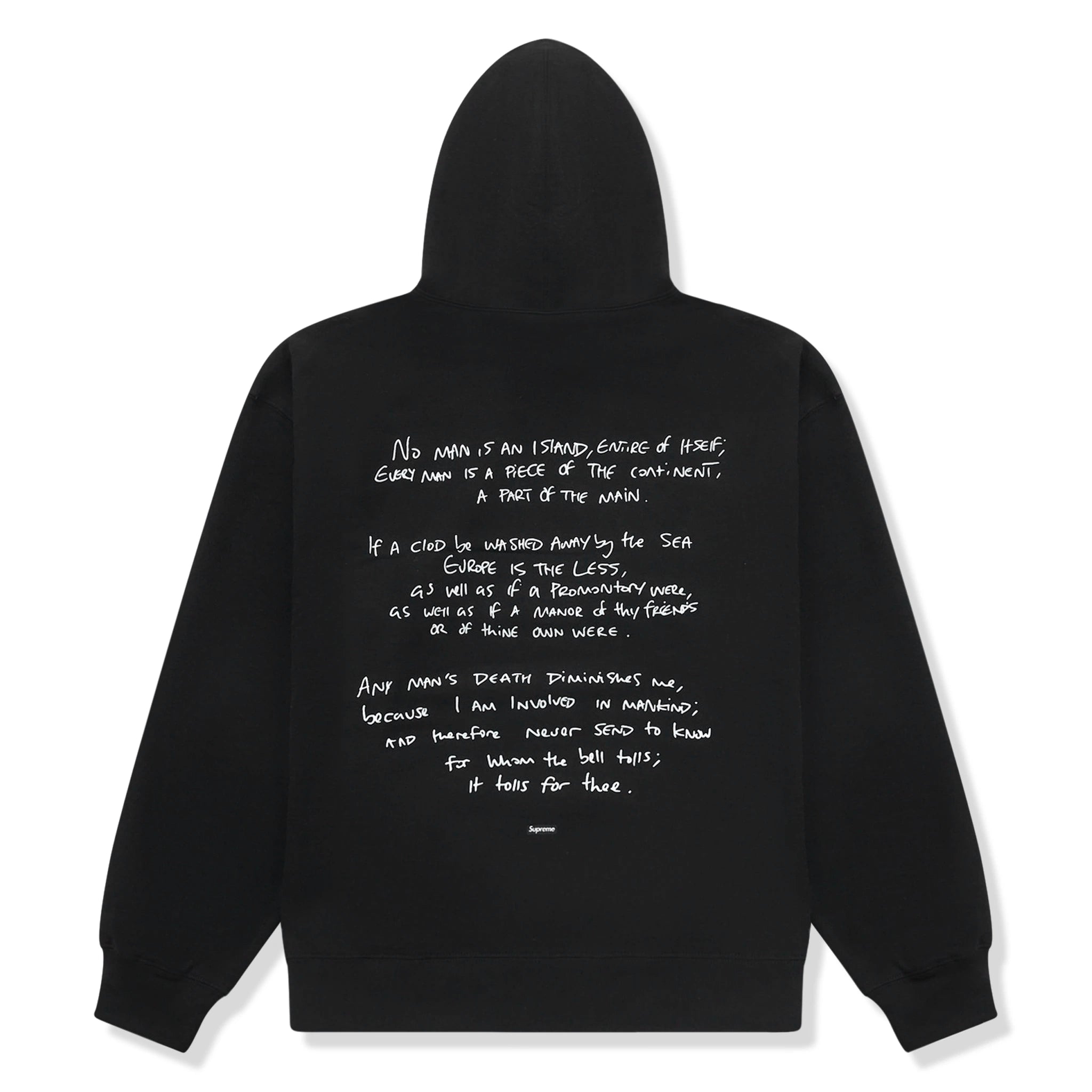 Back view of Supreme x Corteiz Rule The World Black Hoodie